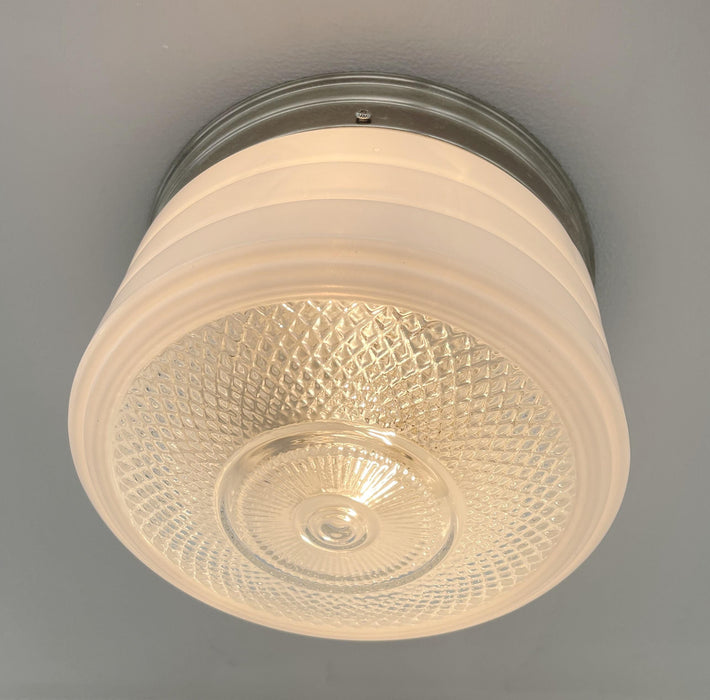 Retro Flush Mount Milk Glass Ceiling Light - Sweatfully