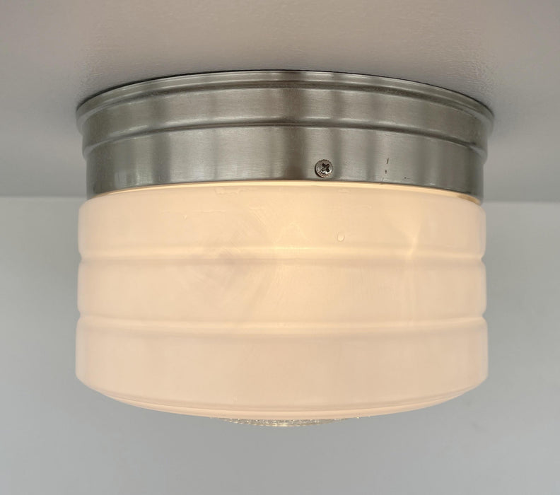 Retro Flush Mount Milk Glass Ceiling Light - Sweatfully