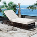 Outdoor Lounge Chair, Patio Chaise Lounge with 5-Position Backrest, Rattan Outdoor Lounge Chair with Cushion and Wheels for Poolside, Backyard, Garden - Sweatfully
