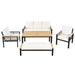 5 Pieces Outdoor Patio Conversation Set with 3-Seat Sofa, Cushions for Backyard, Poolside, Garden - Sweatfully