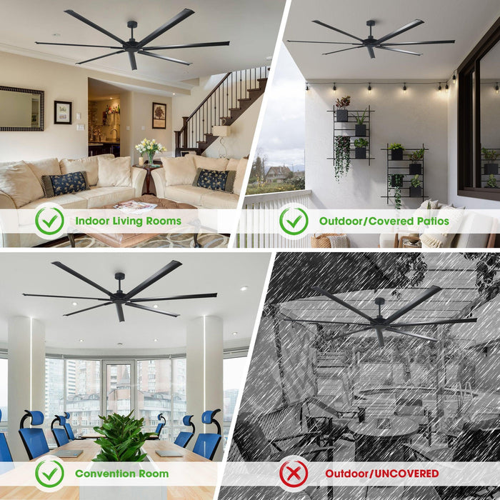 84 Inch 100 Inch Silent Storm Extra Large Ceiling Fan with Remote Control - Sweatfully