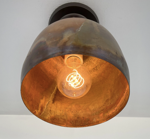 DOME BURNISHED COPPER Ceiling Light Rustic Farmhouse - Sweatfully