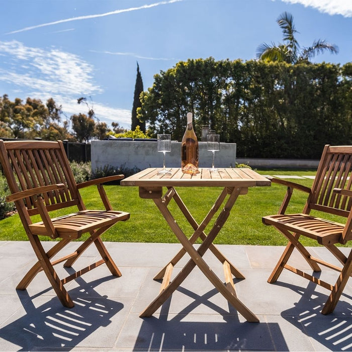 Telluride Oiled Teak Outdoor Patio Folding Chair with Arm Rests - Sweatfully
