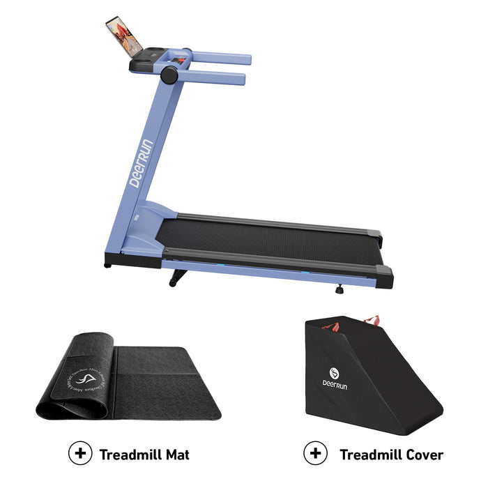 DeerRun A1 Pro Move+  6% Incline Foldable Treadmill——2025 Upgraded Chip & NFC Support | 350Lbs, 10mph Blue - Sweatfully