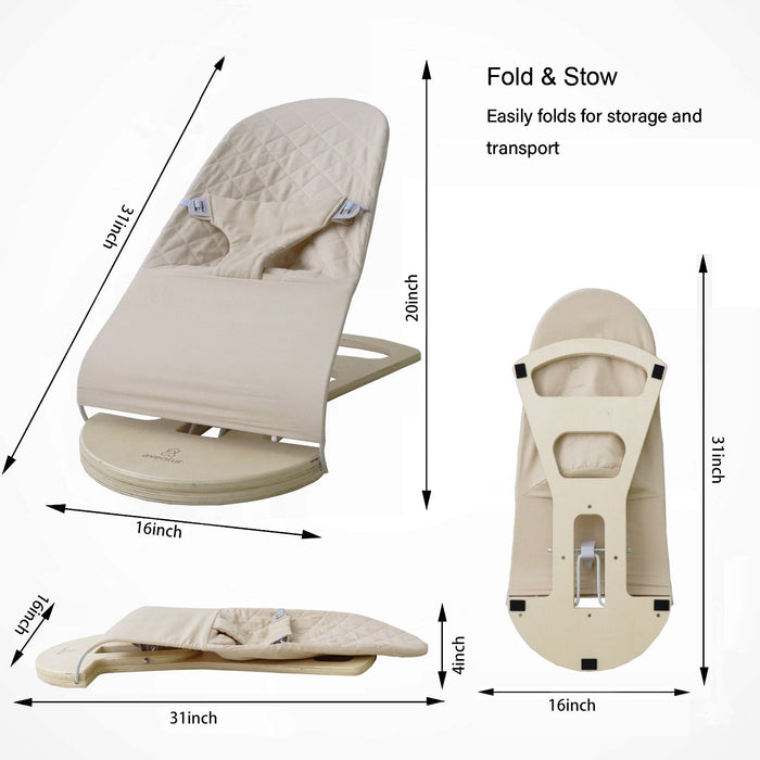Avenlur Fir Wooden Baby Bouncer – Foldable Infant Rocker with Play Arch - Sweatfully