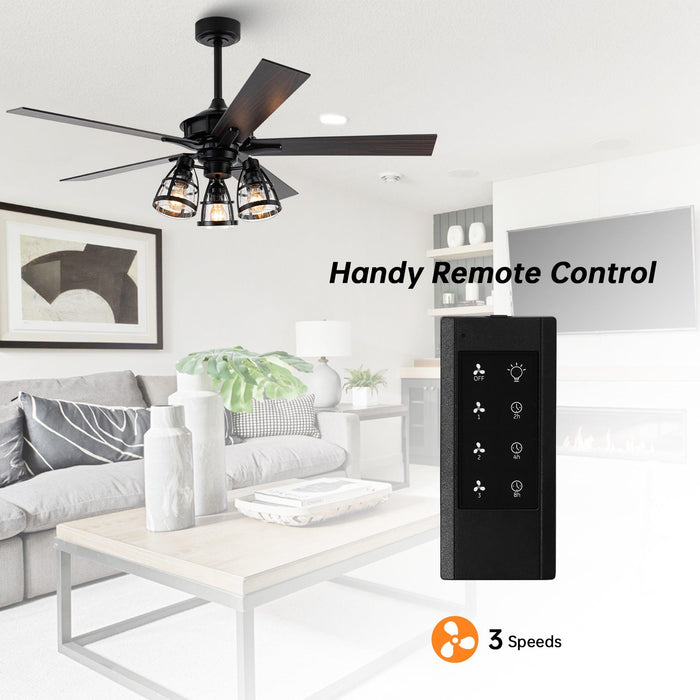 52" Kashmir Traditional Downrod Mount Reversible Ceiling Fan with Lighting and Remote Control - Sweatfully
