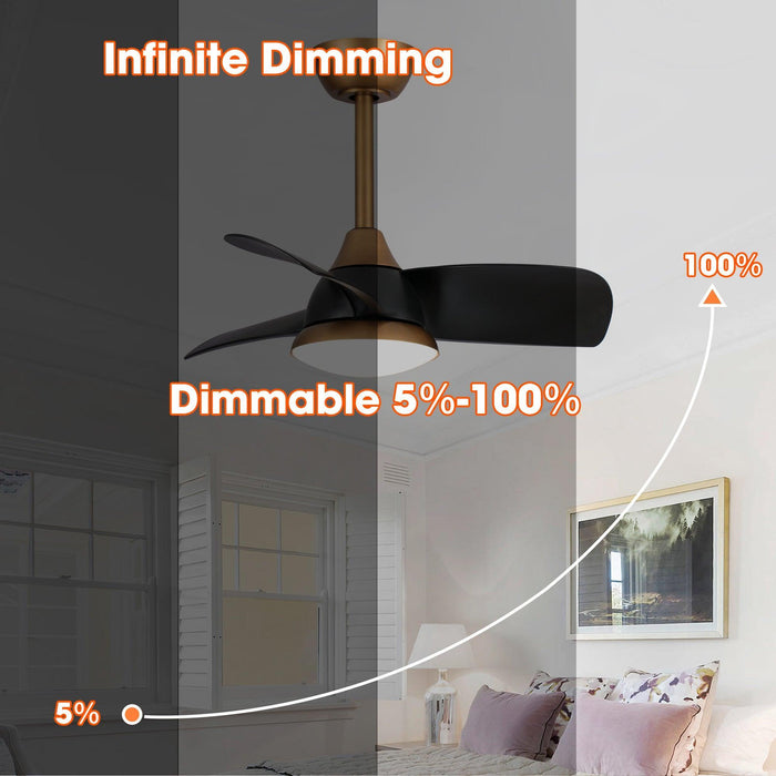 28" Modern DC Motor Downrod Mount Reversible Ceiling Fan with LED Lighting and Remote Control - Sweatfully