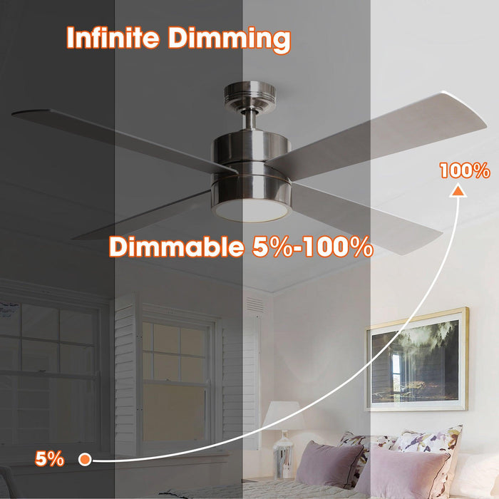 52" Bucholz Industrial Ceiling Fan with Dimmable LED Light - Sweatfully