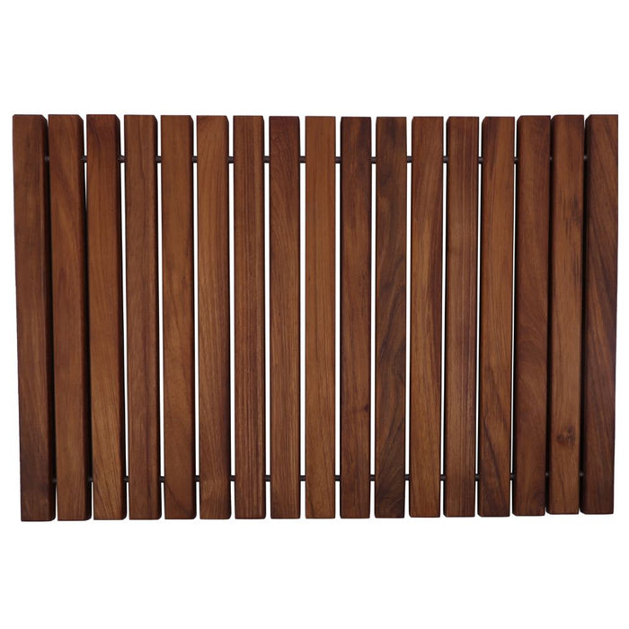 Sunriver Teak Shower and Bath String Mat with Rubber Feet 23.62" x 15.75" - Sweatfully