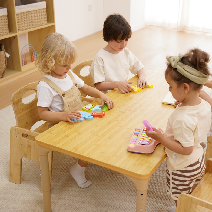 Avenlur Adrian Multi-Height Adjustable Wooden Table and Chairs Set - Montessori Inspired for Toddlers & Kids - Sweatfully