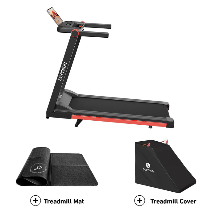 DeerRun A1 Pro Move+  6% Incline Foldable Treadmill——2025 Upgraded Chip & NFC Support | 350Lbs, 10mph Black - Sweatfully