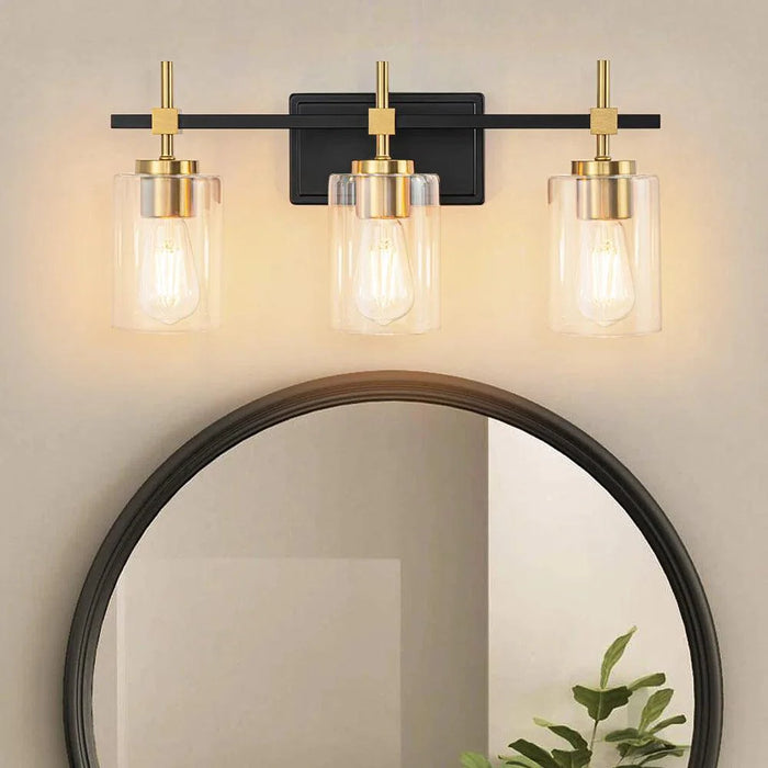 Jasper Modern Clear Glass 3-Light Bathroom Vanity Light - Sweatfully