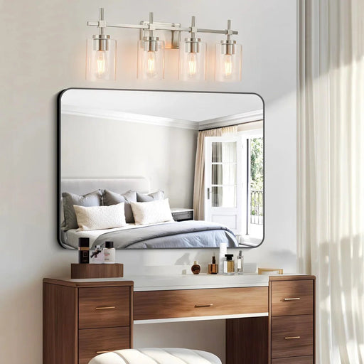 Jasper Modern 4-Light Clear Glass Bathroom Lights Linear Vanity Light - Sweatfully