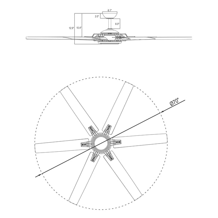 70" Madhya Industrial Ceiling Fan with Remote Control - Sweatfully
