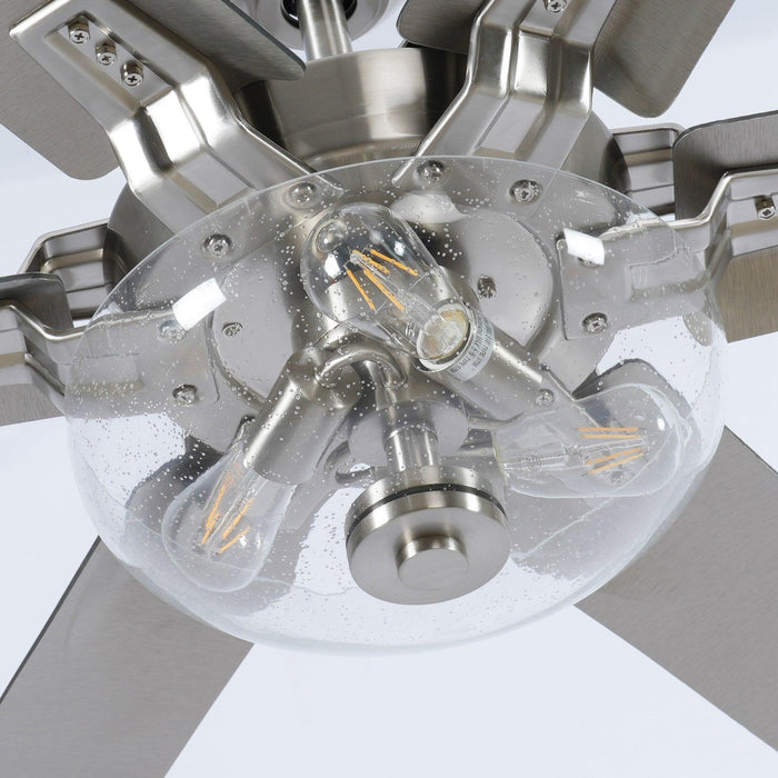 70" Modern Brushed Nickel DC Motor Downrod Mount Ceiling Fan with Lighting and Remote Control - Sweatfully