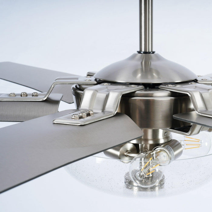 70" Modern Brushed Nickel DC Motor Downrod Mount Ceiling Fan with Lighting and Remote Control - Sweatfully