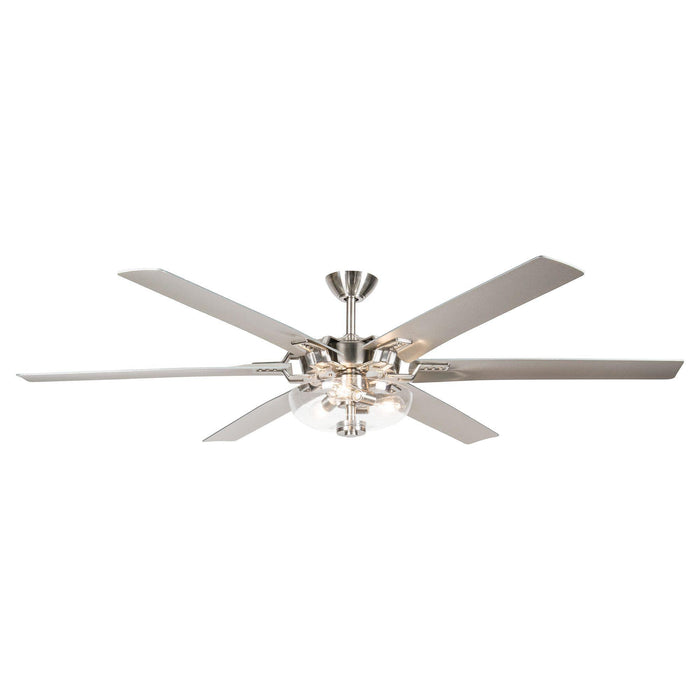 70" Modern Brushed Nickel DC Motor Downrod Mount Ceiling Fan with Lighting and Remote Control - Sweatfully