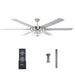 70" Modern Brushed Nickel DC Motor Downrod Mount Ceiling Fan with Lighting and Remote Control - Sweatfully