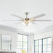 70" Modern Brushed Nickel DC Motor Downrod Mount Ceiling Fan with Lighting and Remote Control - Sweatfully