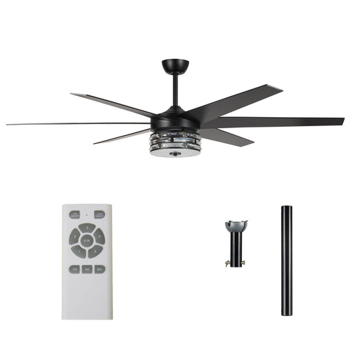 70" Modern DC Motor Downrod Mount Reversible Ceiling Fan with Lighting and Remote Control - Sweatfully