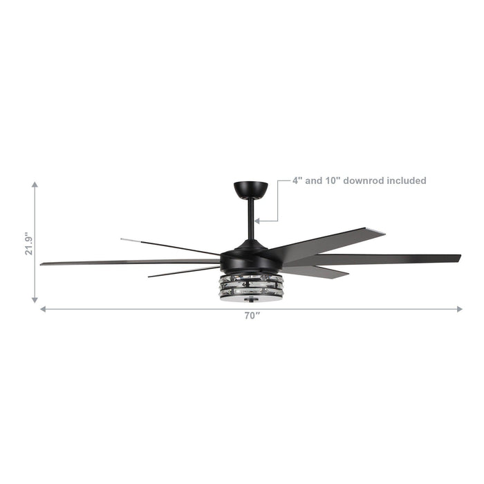 70" Modern DC Motor Downrod Mount Reversible Ceiling Fan with Lighting and Remote Control - Sweatfully