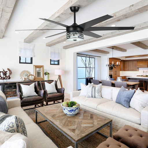 70" Modern DC Motor Downrod Mount Reversible Ceiling Fan with Lighting and Remote Control - Sweatfully