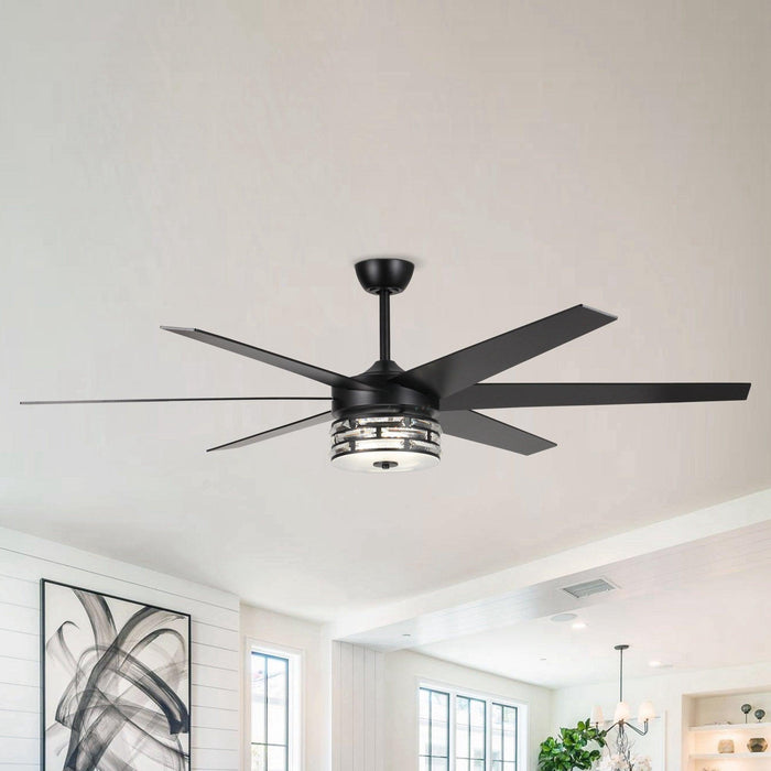70" Modern DC Motor Downrod Mount Reversible Ceiling Fan with Lighting and Remote Control - Sweatfully