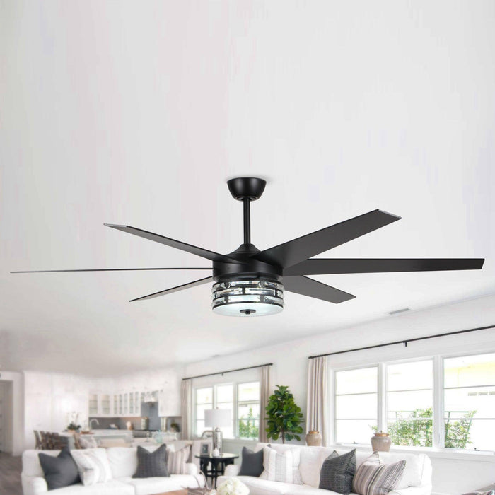70" Modern DC Motor Downrod Mount Reversible Ceiling Fan with Lighting and Remote Control - Sweatfully