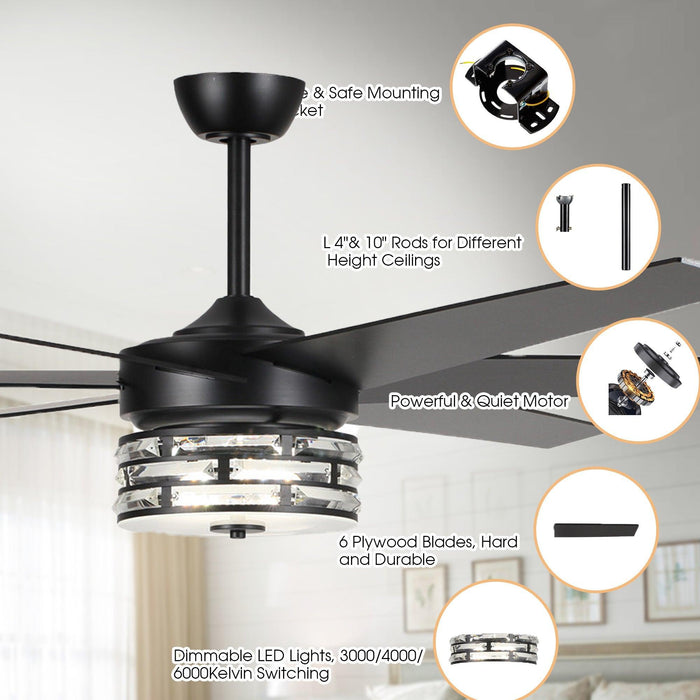 70" Modern DC Motor Downrod Mount Reversible Ceiling Fan with Lighting and Remote Control - Sweatfully