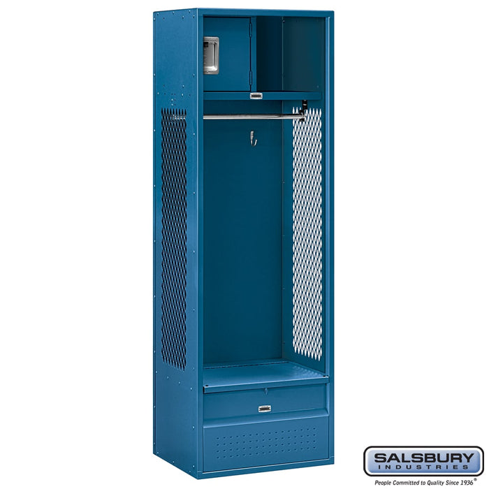 Salsbury 24" Wide Open Access Metal Locker - 6 Feet High - 18 Inches Deep - Blue - Unassembled - Sweatfully
