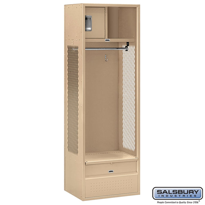 Salsbury 24" Wide Open Access Metal Locker - 6 Feet High - 18 Inches Deep - Tan - Unassembled - Sweatfully