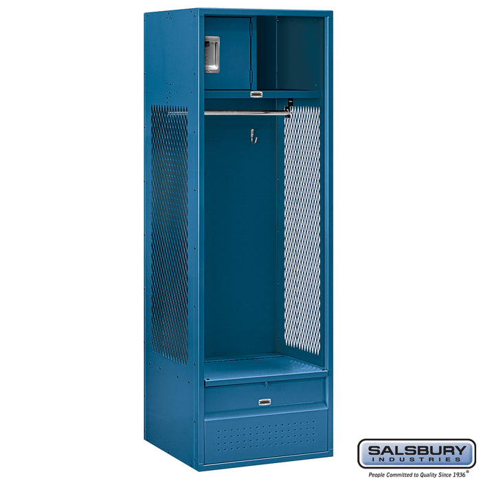 Salsbury 24" Wide Open Access Metal Locker - 6 Feet High - 24 Inches Deep - Blue - Assembled - Sweatfully