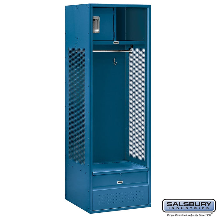 Salsbury 24" Wide Open Access Metal Locker - 6 Feet High - 24 Inches Deep - Blue - Unassembled - Sweatfully