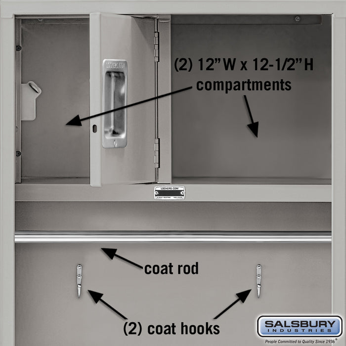 Salsbury 24" Wide Open Access Metal Locker - 6 Feet High - 24 Inches Deep - Gray - Unassembled - Sweatfully