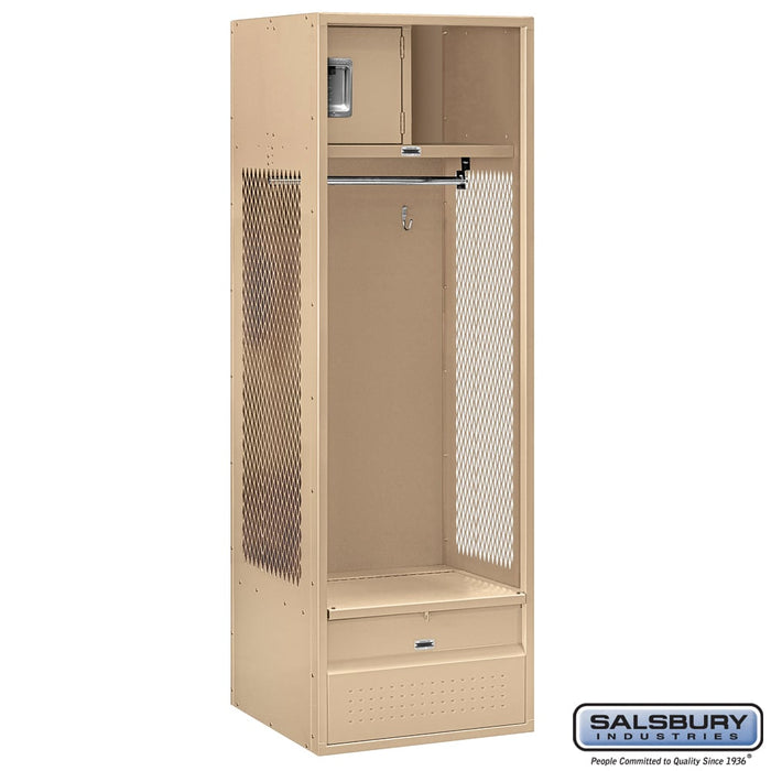 Salsbury 24" Wide Open Access Metal Locker - 6 Feet High - 24 Inches Deep - Tan - Unassembled - Sweatfully