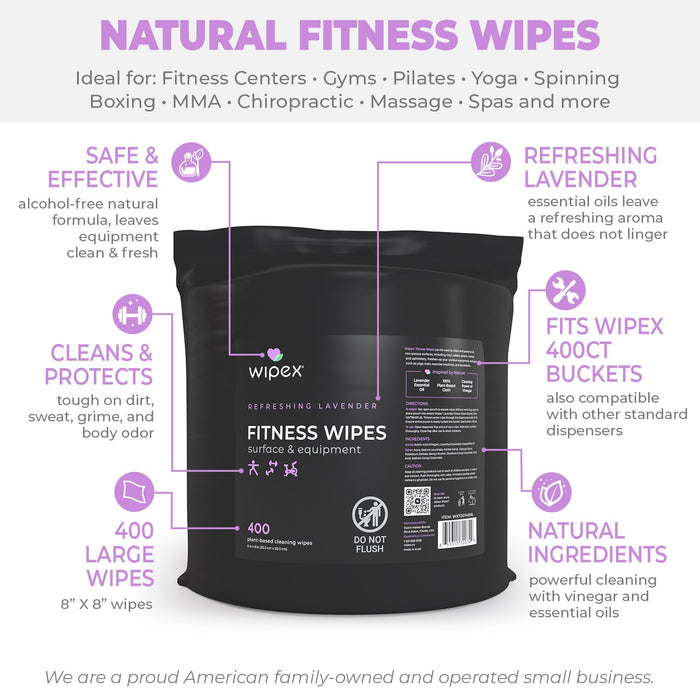 Wipex Natural Gym Wipes Starter Bundle | Dispenser Bucket with Refill | Plant-Based Wipes for Fitness Equipment - Sweatfully