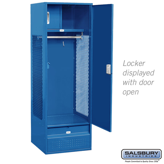 Salsbury 24" Wide Standard Gear Metal Locker - 6 Feet High - 24 Inches Deep - Blue - Unassembled - Sweatfully