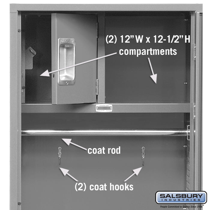 Salsbury 24" Wide Standard Gear Metal Locker - 6 Feet High - 24 Inches Deep - Gray - Assembled - Sweatfully