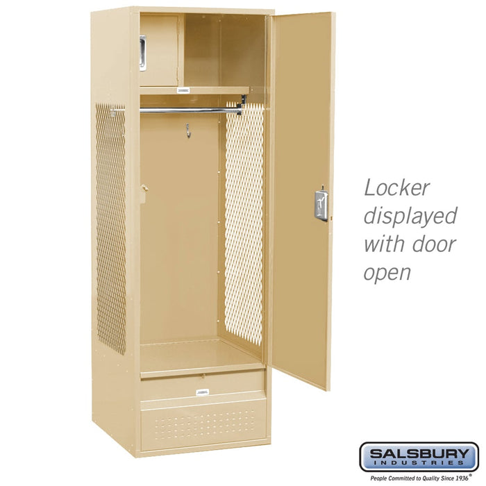 Salsbury 24" Wide Standard Gear Metal Locker - 6 Feet High - 24 Inches Deep - Tan - Unassembled - Sweatfully