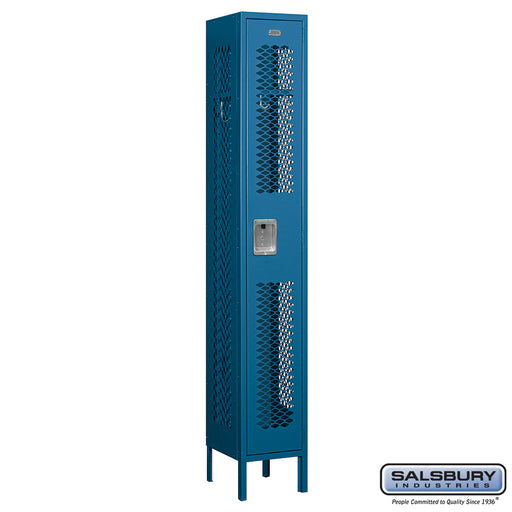 Salsbury 12" Wide Single Tier Vented Metal Locker - 1 Wide - 6 Feet High - 12 Inches Deep - Blue - Assembled - Sweatfully