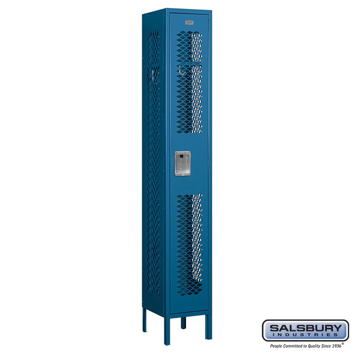 Salsbury 12" Wide Single Tier Vented Metal Locker - 1 Wide - 6 Feet High - 12 Inches Deep - Blue - Assembled - Sweatfully