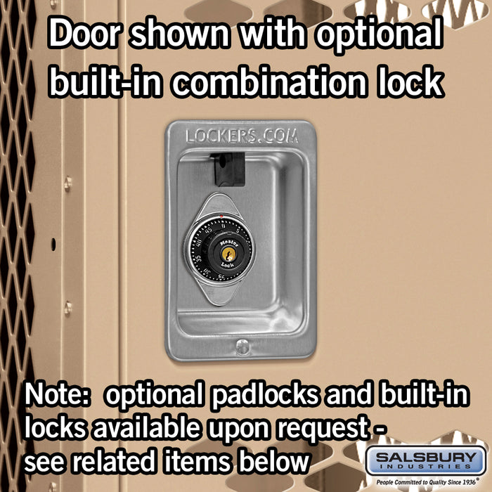 Salsbury 12" Wide Single Tier Vented Metal Locker - 1 Wide - 6 Feet High - 12 Inches Deep - Tan - Unassembled - Sweatfully