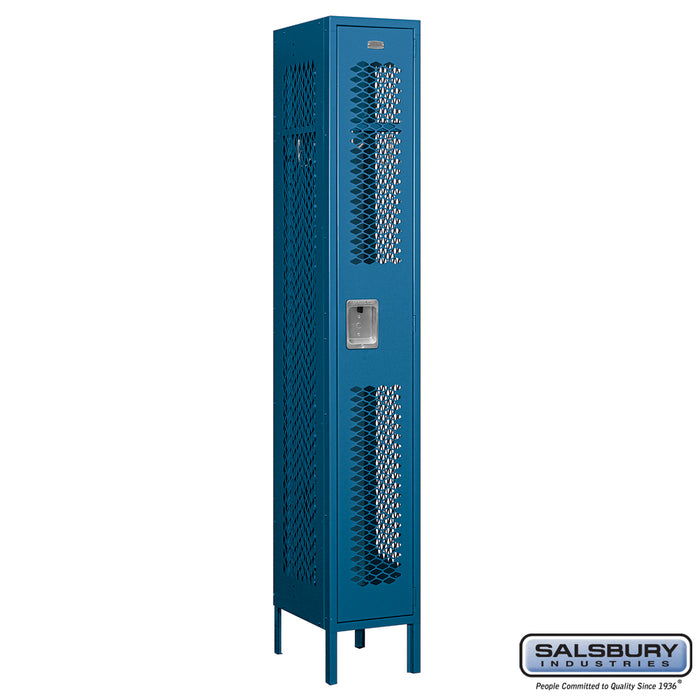 Salsbury 12" Wide Single Tier Vented Metal Locker - 1 Wide - 6 Feet High - 15 Inches Deep - Blue - Assembled - Sweatfully