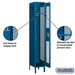 Salsbury 12" Wide Single Tier Vented Metal Locker - 1 Wide - 6 Feet High - 15 Inches Deep - Blue - Unassembled - Sweatfully