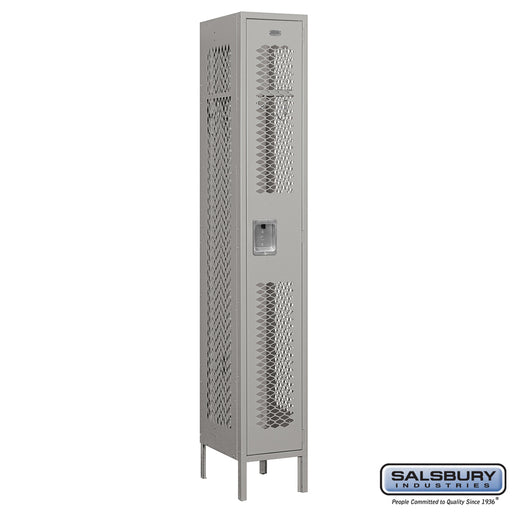 Salsbury 12" Wide Single Tier Vented Metal Locker - 1 Wide - 6 Feet High - 15 Inches Deep - Gray - Assembled - Sweatfully