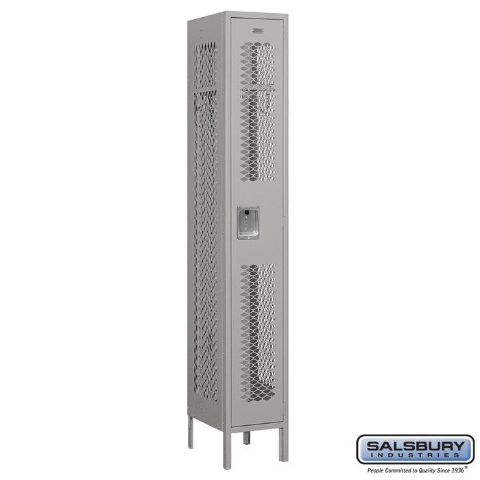 Salsbury 12" Wide Single Tier Vented Metal Locker - 1 Wide - 6 Feet High - 15 Inches Deep - Gray - Unassembled - Sweatfully