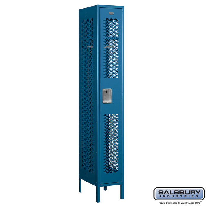 Salsbury 12" Wide Single Tier Vented Metal Locker - 1 Wide - 6 Feet High - 18 Inches Deep - Blue - Unassembled - Sweatfully