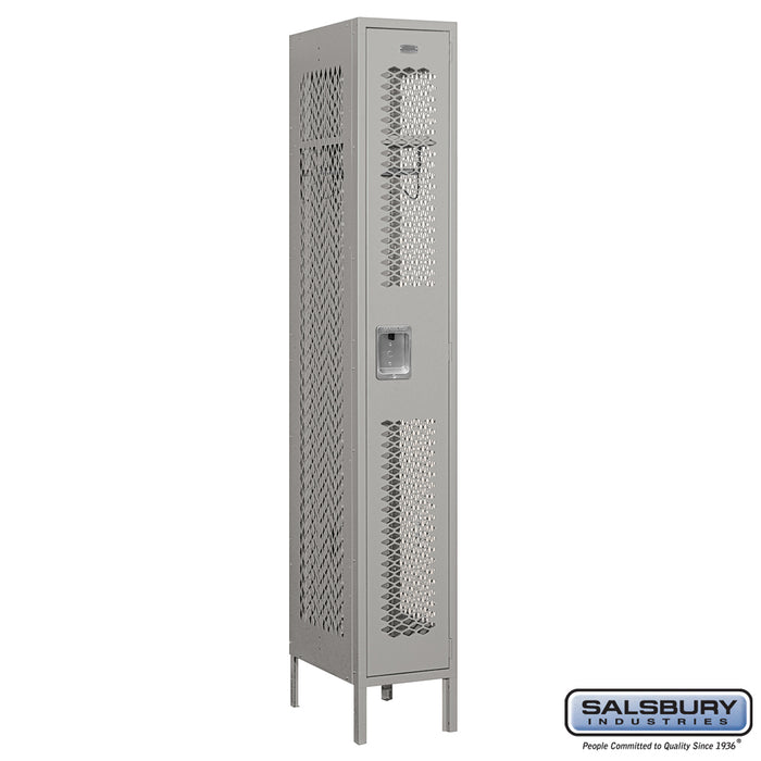 Salsbury 12" Wide Single Tier Vented Metal Locker - 1 Wide - 6 Feet High - 18 Inches Deep - Gray - Assembled - Sweatfully