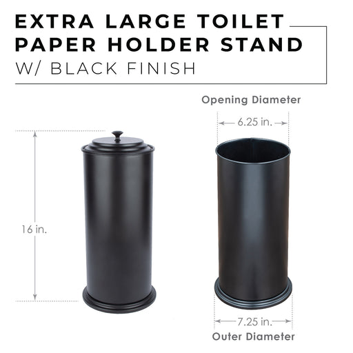 Freestanding Extra Large Toilet Paper Holder (Matte Black Finish) - Sweatfully