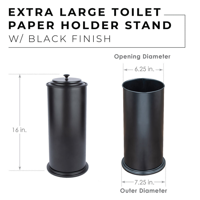 Freestanding Extra Large Toilet Paper Holder (Matte Black Finish) - Sweatfully